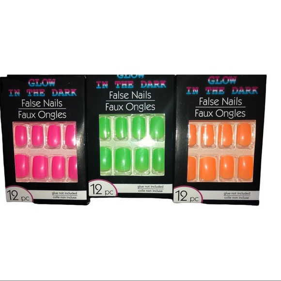 3 for $10 Glow in the dark neon green orange pink light pink press on nails FREE - Picture 9 of 11